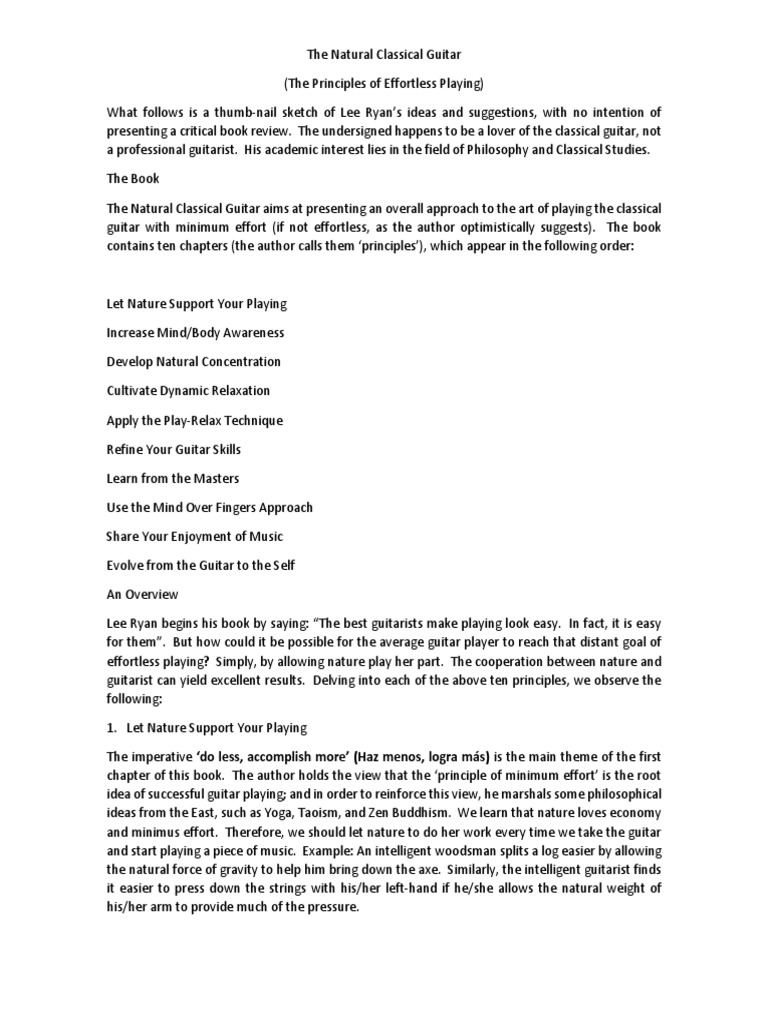 The Natural Classical Guitar (The Principles of Effortless Playing