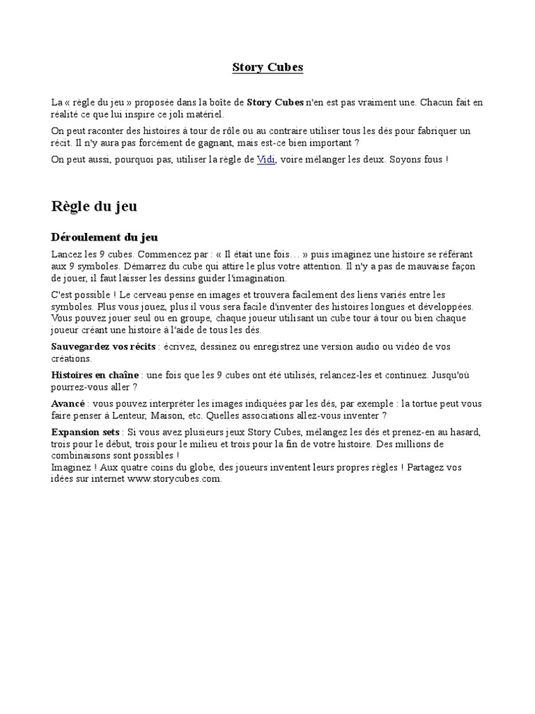 3f Rorys Story Cubes Regle | PDF