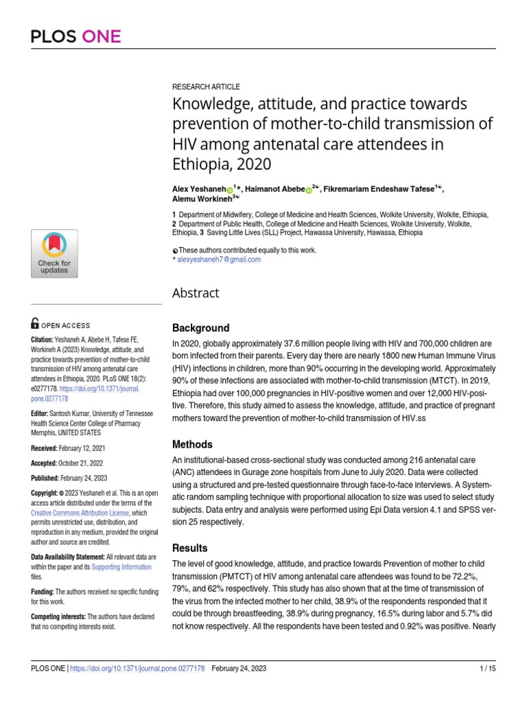 Knowledge, Attitude, and Practice Towards Ethiopia 2020 | PDF | Hiv ...
