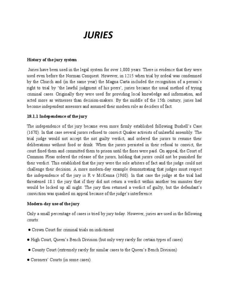 History of the Jury System in England | PDF | Barrister | Solicitor