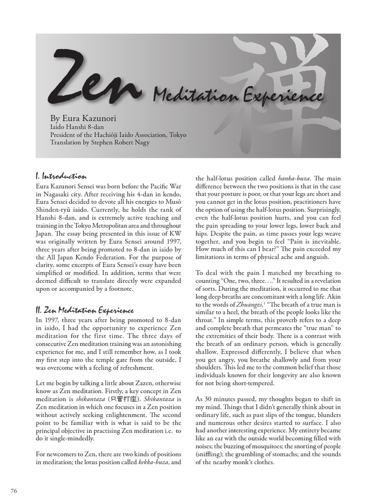 Zen Meditation Experience1 | PDF | Zen | Meditation