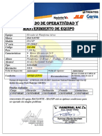 Certificado de Operatividad Y Mantenimiento DE EQUIPO