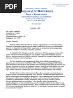 Reps. Upton and Stearns Letter To White House On Solyndra