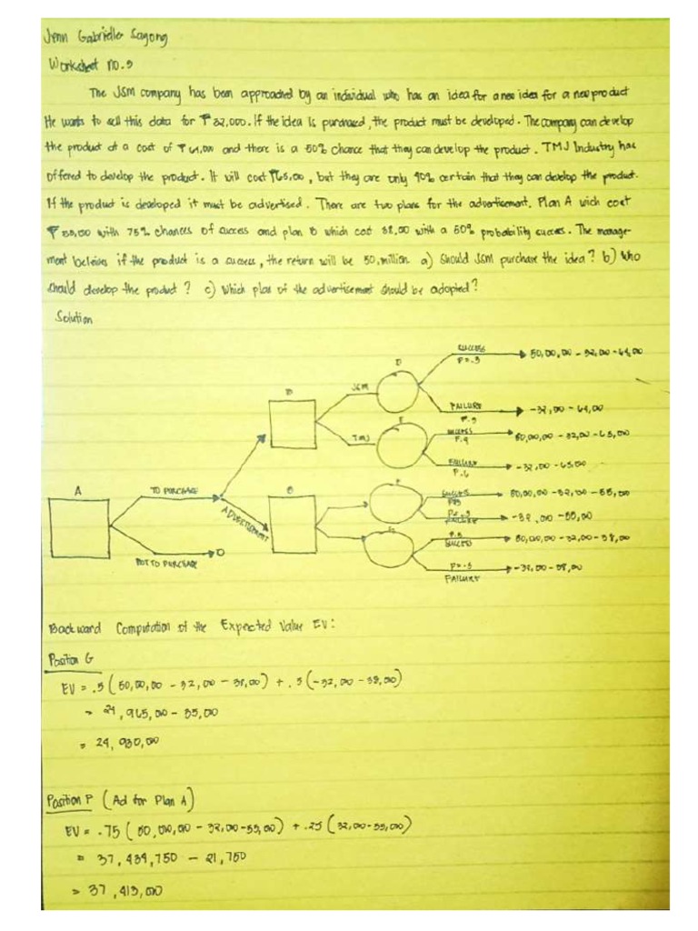 Worksheet 3 Decision Tree Analysis | PDF