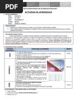 ACTIVIDAD DE APRENDIZAJE 1 - 1ro A 19 Al 23 de SETIEMBRE