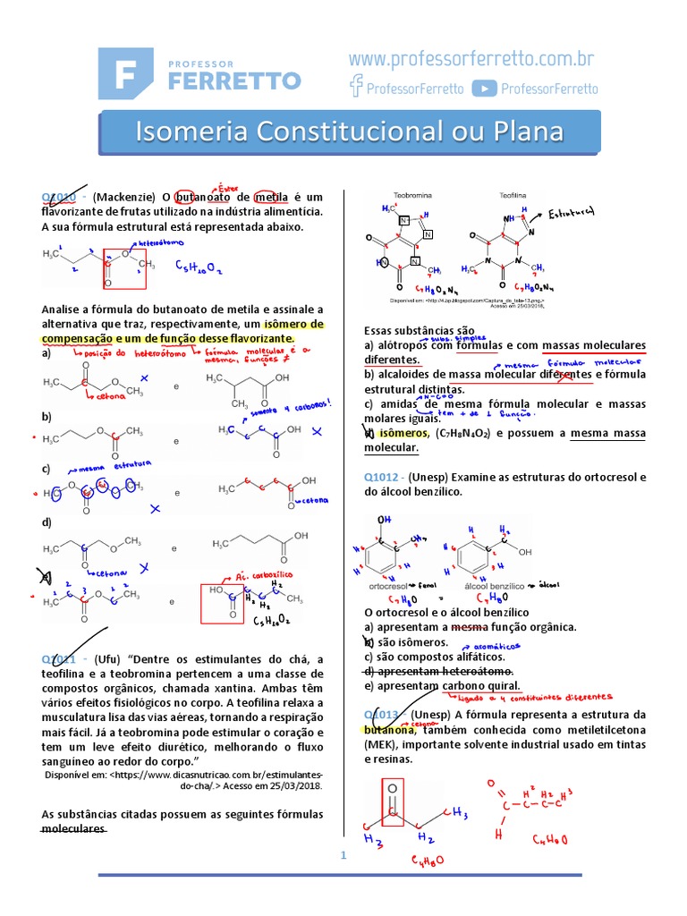 Isomeria Constitucional | PDF | Isômero | Química