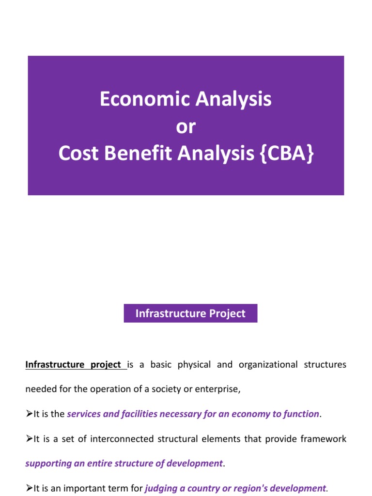 Economic Analysis or Cost Benefit Analysis (CBA) PDF CostBenefit