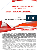 Pendidikan Khusus Profesi Advokat (PKPA) TAHUN 2022 Materi: Hukum Acara Pidana