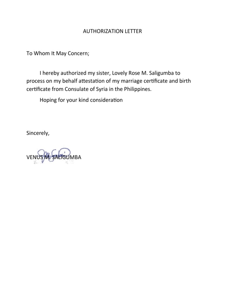 Authorization letter pdf