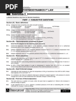 Thermodynamics I LAW: Part - I: Subjective Questions