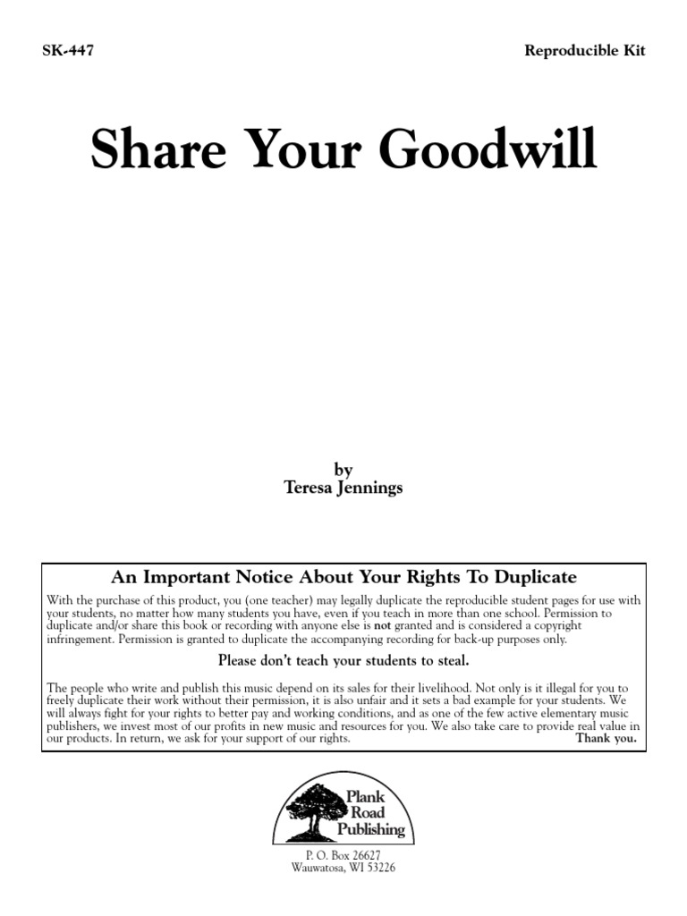 Share Your Goodwill Score PDF Song Structure