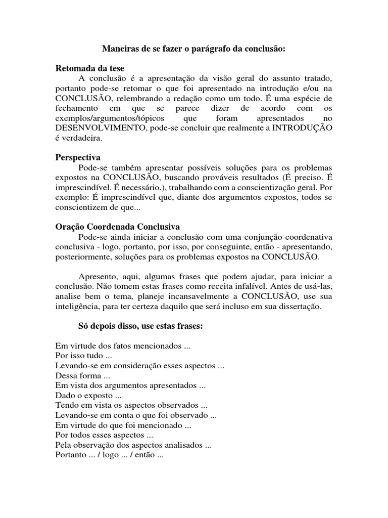 Como Fazer um Parágrafo de Conclusão | PDF