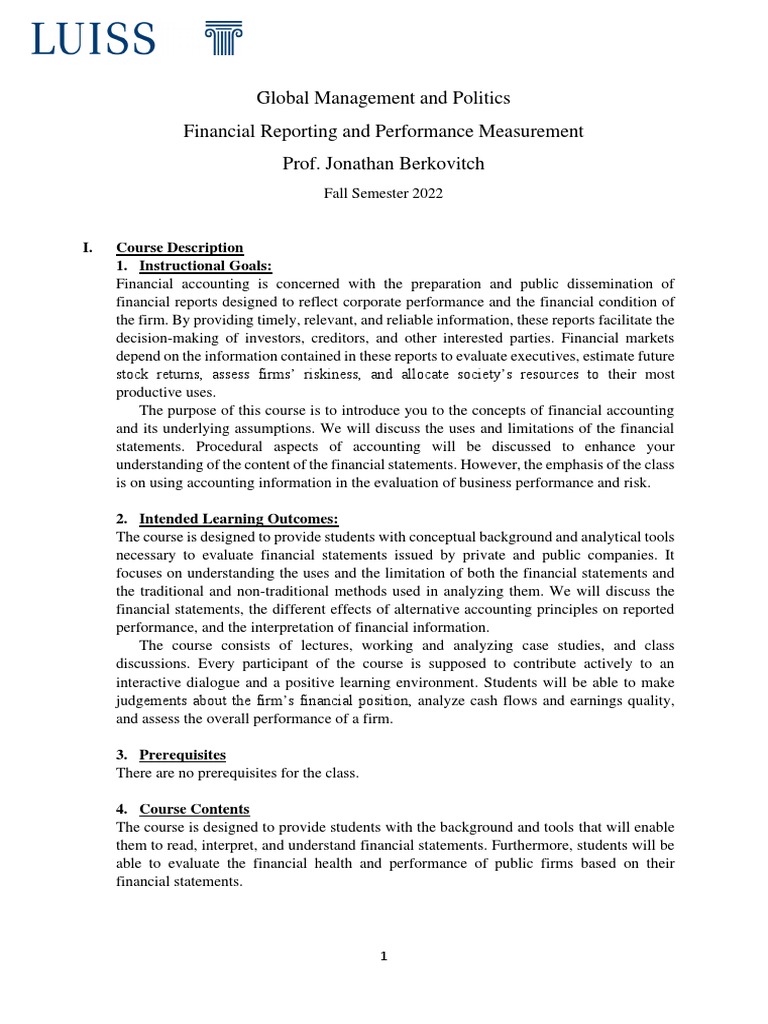 Financial Accounting Course Overview | PDF | Accounting | Financial ...