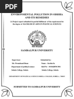 Environmental Pollution in Odisha and Its Remedies: Submitted To Sambalpur University