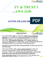 Equity & Trust I LAWS 3330: Anton Piller Order