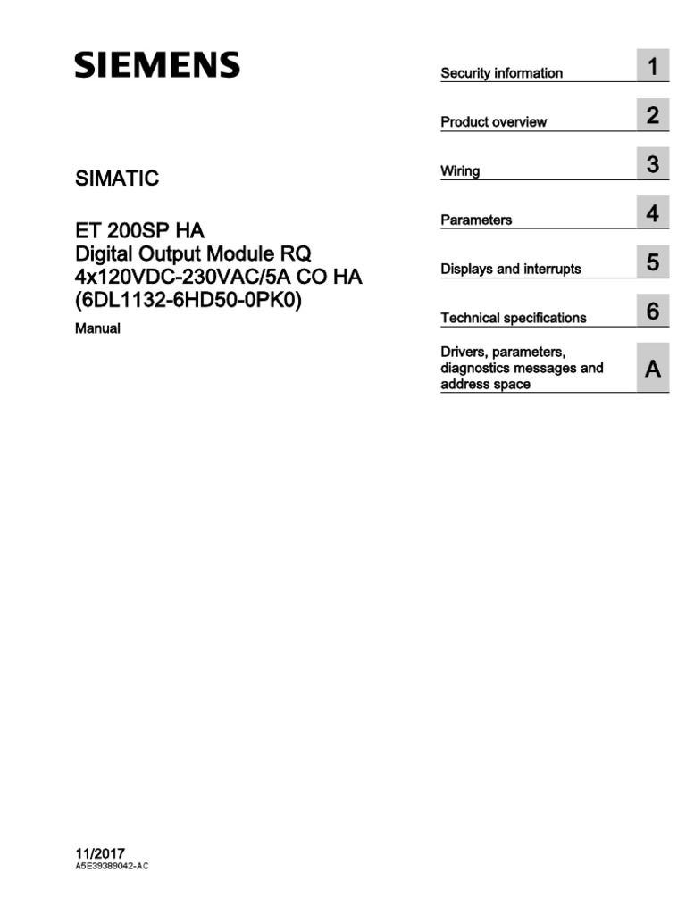 Et200sp Ha RQ 4x120vdc 230vac 5a Co Ha Manual en-US en-US | PDF ...