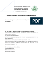 Atividade Da Monitoria - Microrganismos em Alimentos e Água