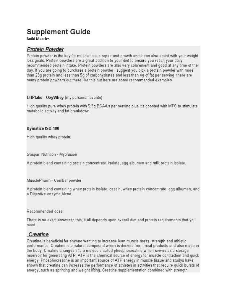 Supplement Guide PDF Nutrition Diet & Nutrition