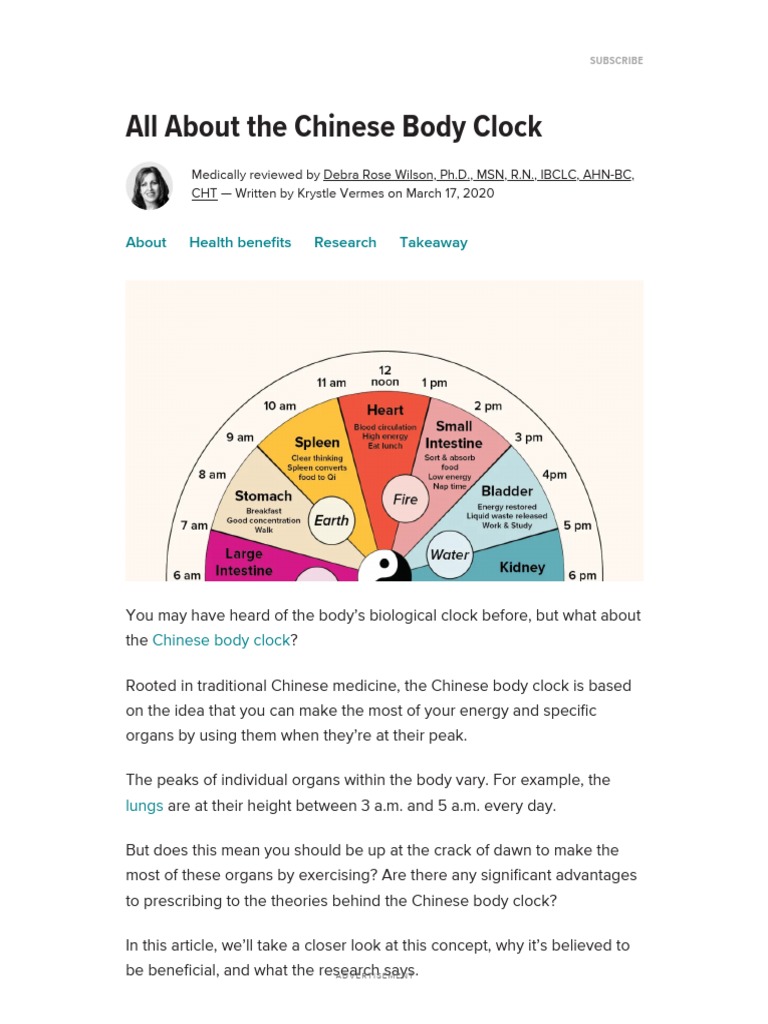 Understanding the Chinese Body Clock | PDF | Traditional Chinese ...
