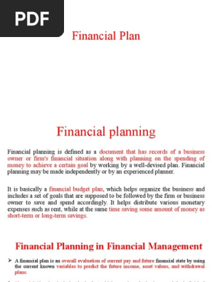 Financial plan 