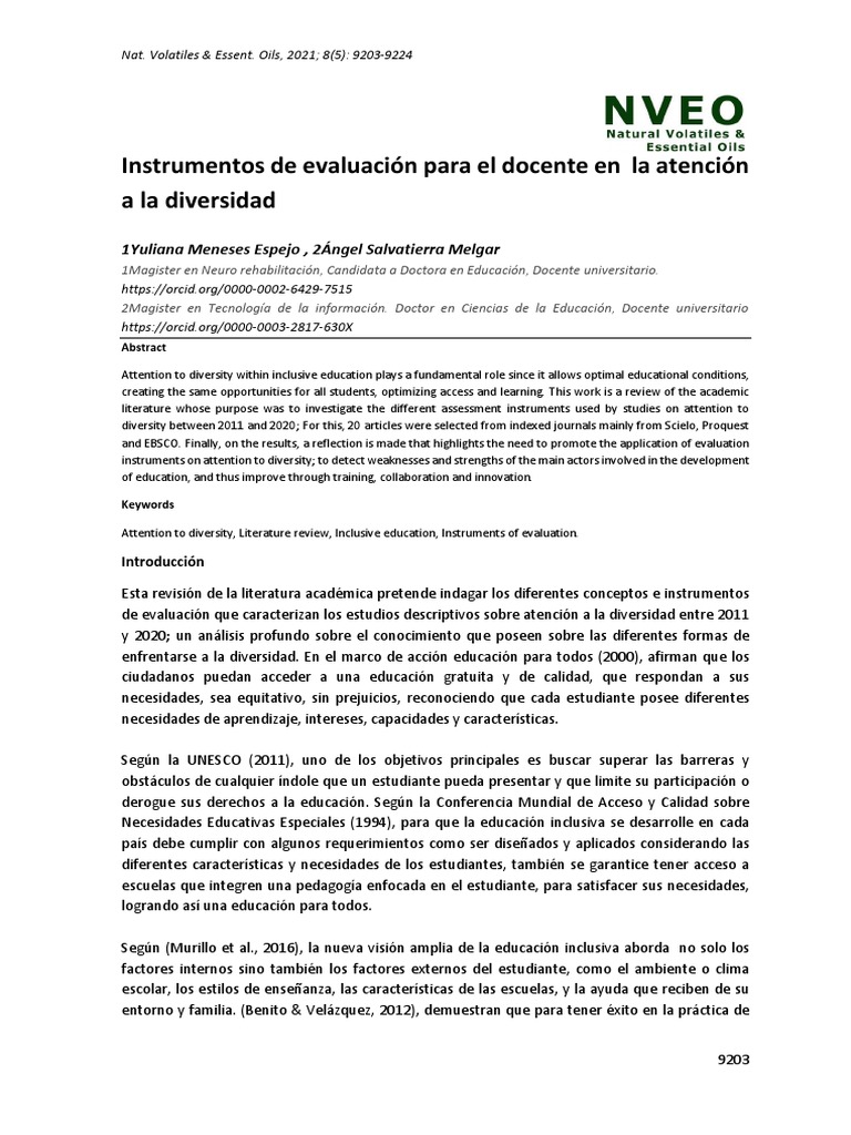 Evaluación de Diversidad en Educación Inclusiva | PDF | Plan de ...