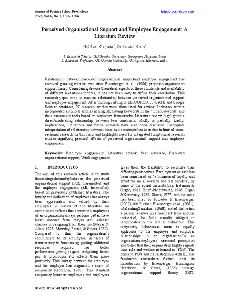 Perceived Organisational Support - Final | PDF | Employment | Job ...