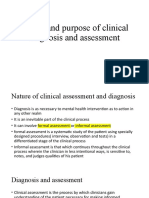 Nature and Purpose of Clinical Diagnosis and Assessment
