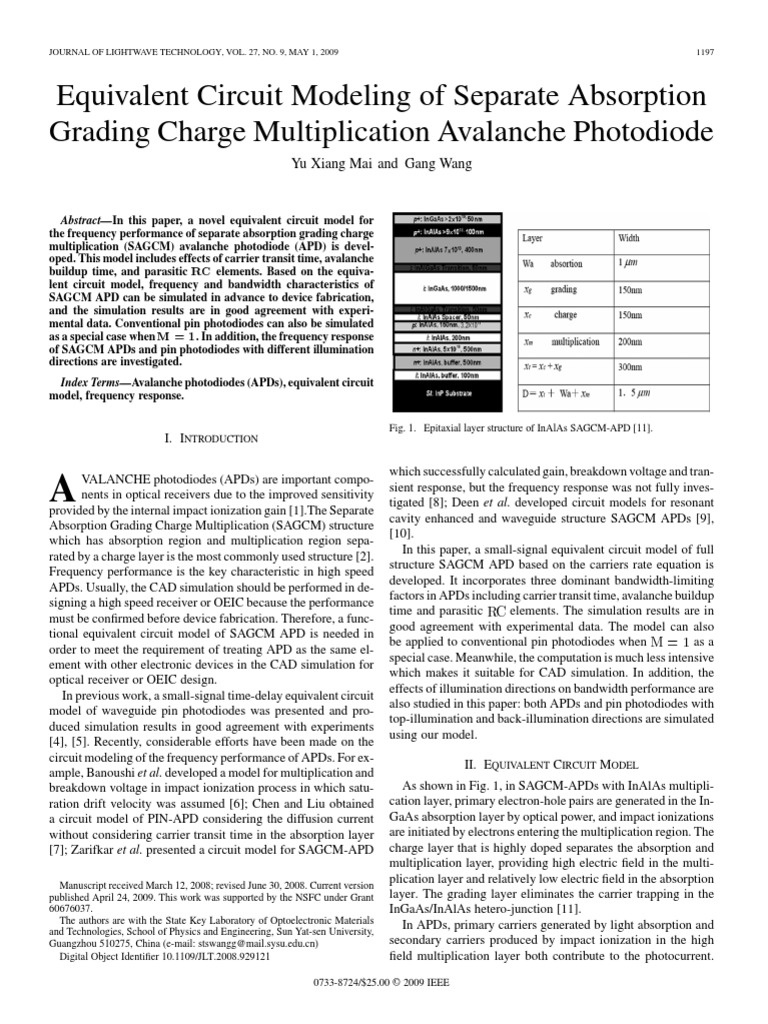 Equivalent circuit modeling of separate absorption grading charge