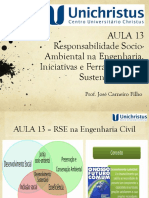 AULA 13 - Responsabilidade Socio-Ambiental Na Engenharia. Iniciativas e Ferramentas de Sustentabilidade