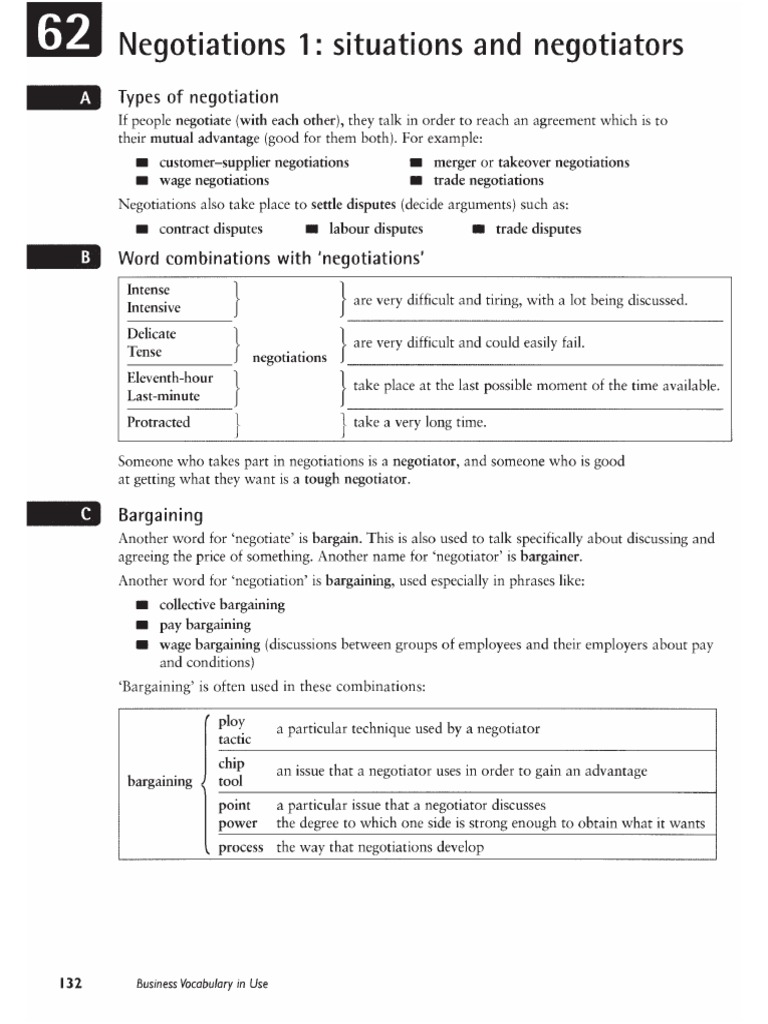 Negotiations Vocabulario | PDF