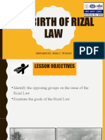 The Birth of Rizal LAW: Prepared By: Jessa C. Nitafan