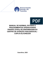 Manual de Normas, Rotinas E Procedimentos Operacionais Padrão (Pops) de Enfermagem Do Centro de Atenção Psicossocial - Caps Iii Alvorecer