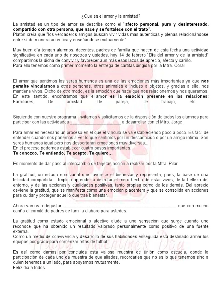 Qué Es El Amor y La Amistad | PDF