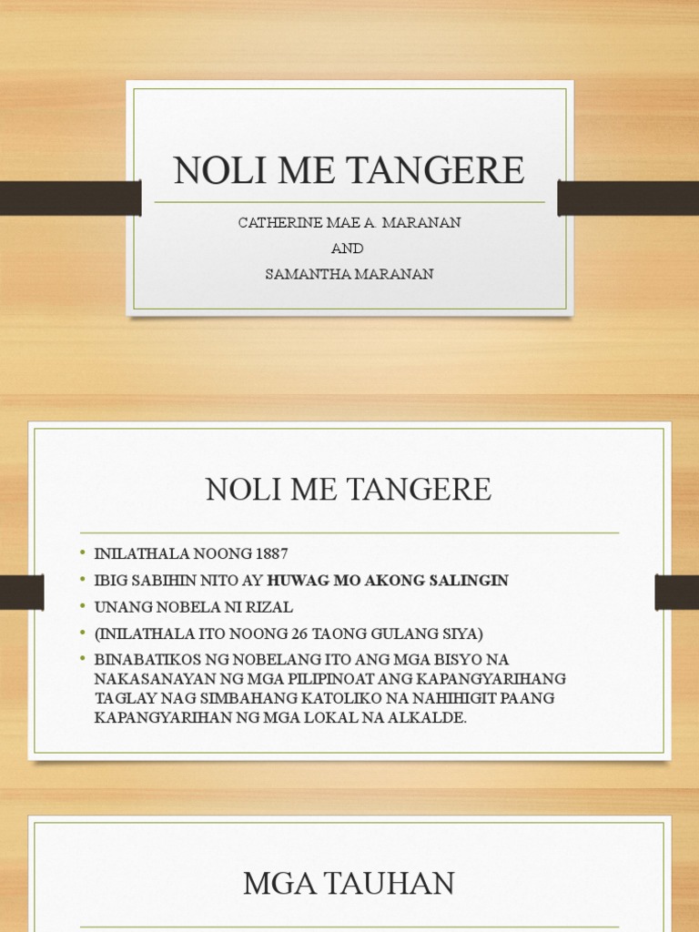 NOLI ME TANGERE | PDF