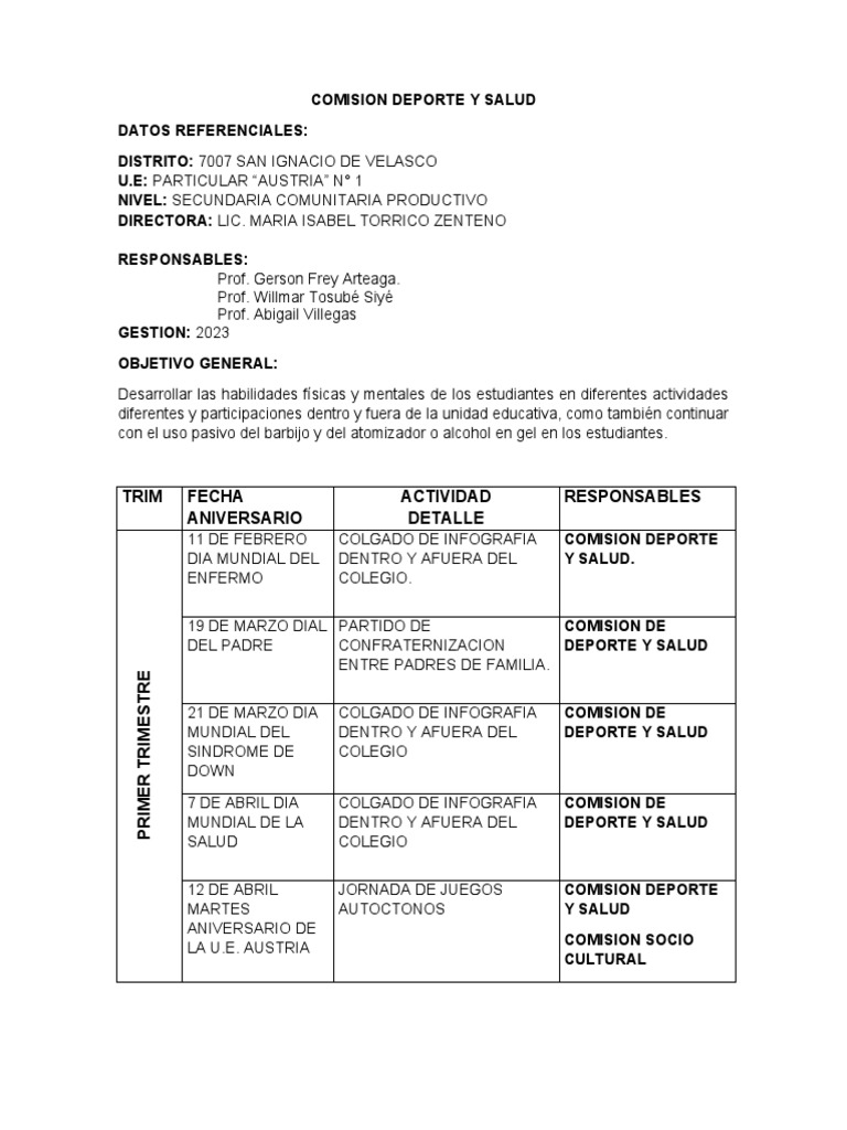 Comision Deporte Y Salud Pdf Salud Pública