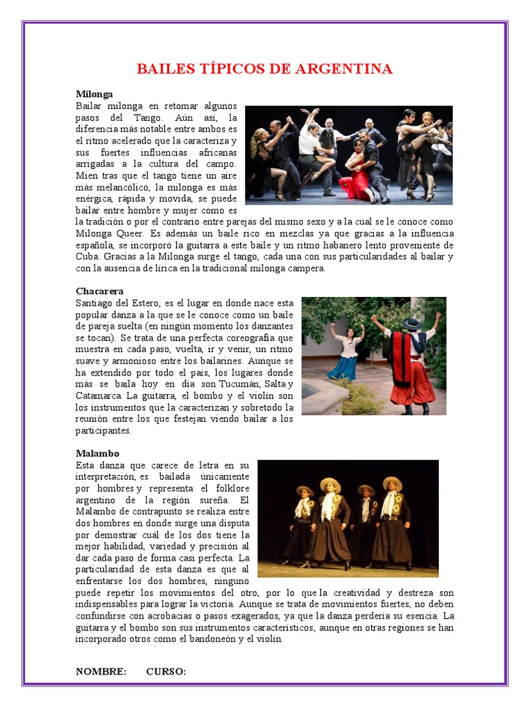 Bailes Típicos de Argentina: Tradición y Ritmo | PDF | Musica Tango ...