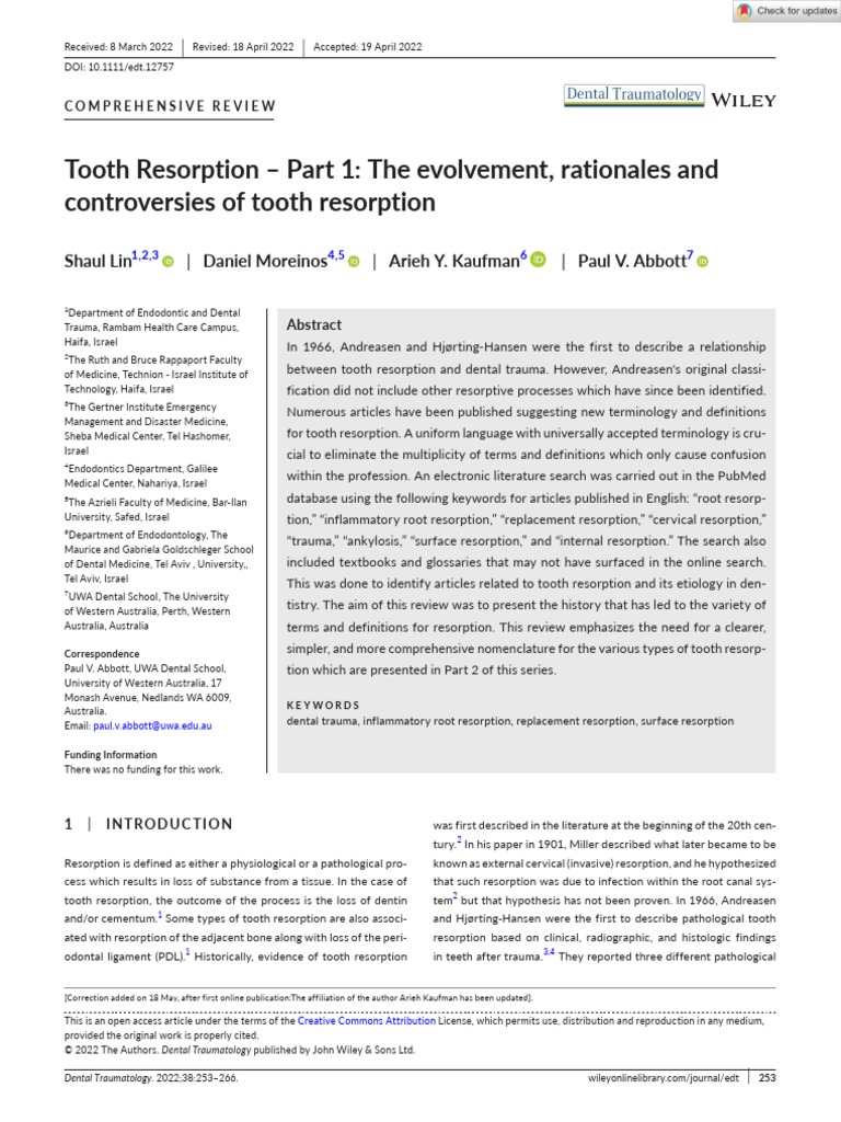 Dental traumatology - 2022 - lin - tooth resorption part 1 the