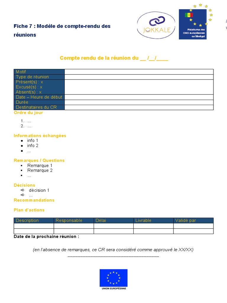 Fiche 7 Modele de Compte-Rendu de Reunion | PDF