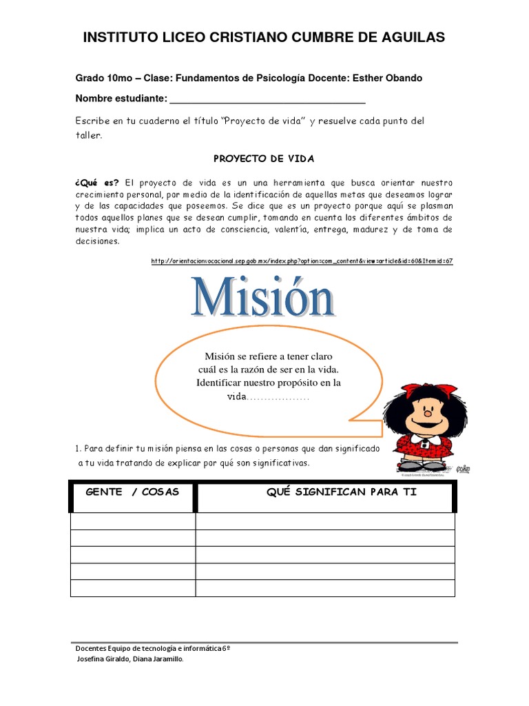 Proyecto de Vida: Guía para Estudiantes | PDF | Ciencia cognitiva