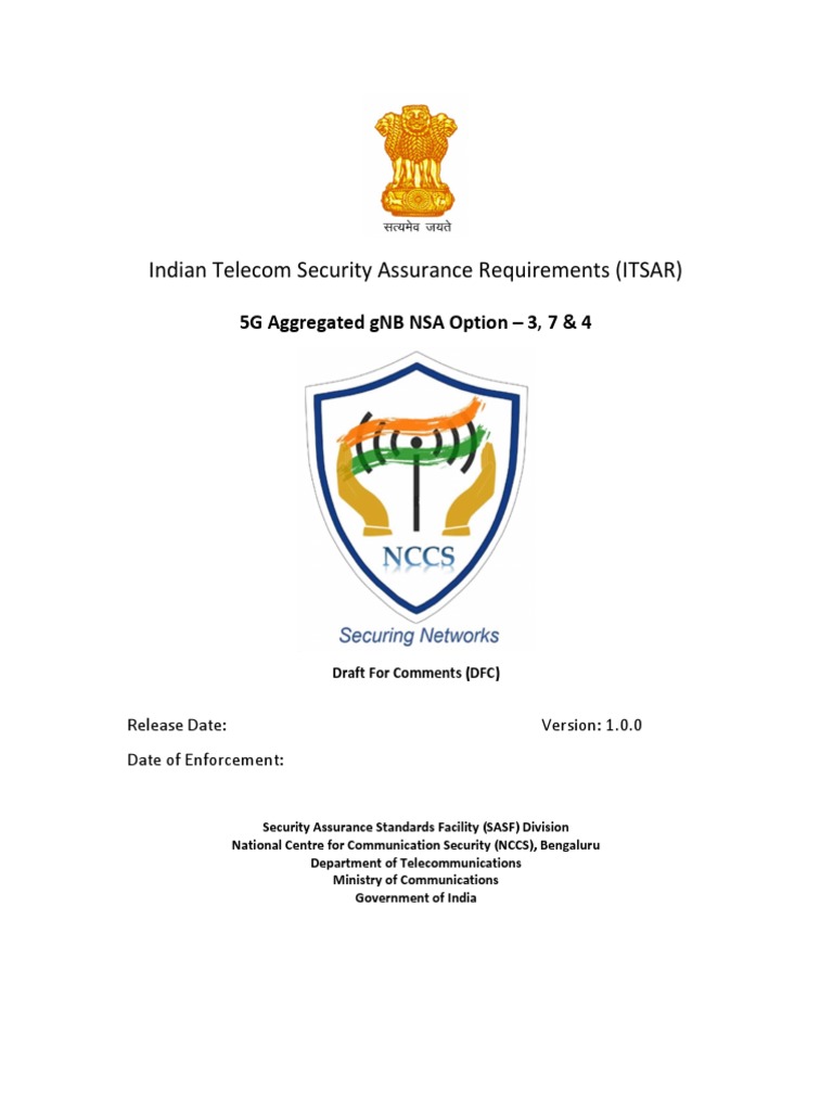 Indian Telecom Security Assurance Requirements (ITSAR) : 5G Aggregated ...