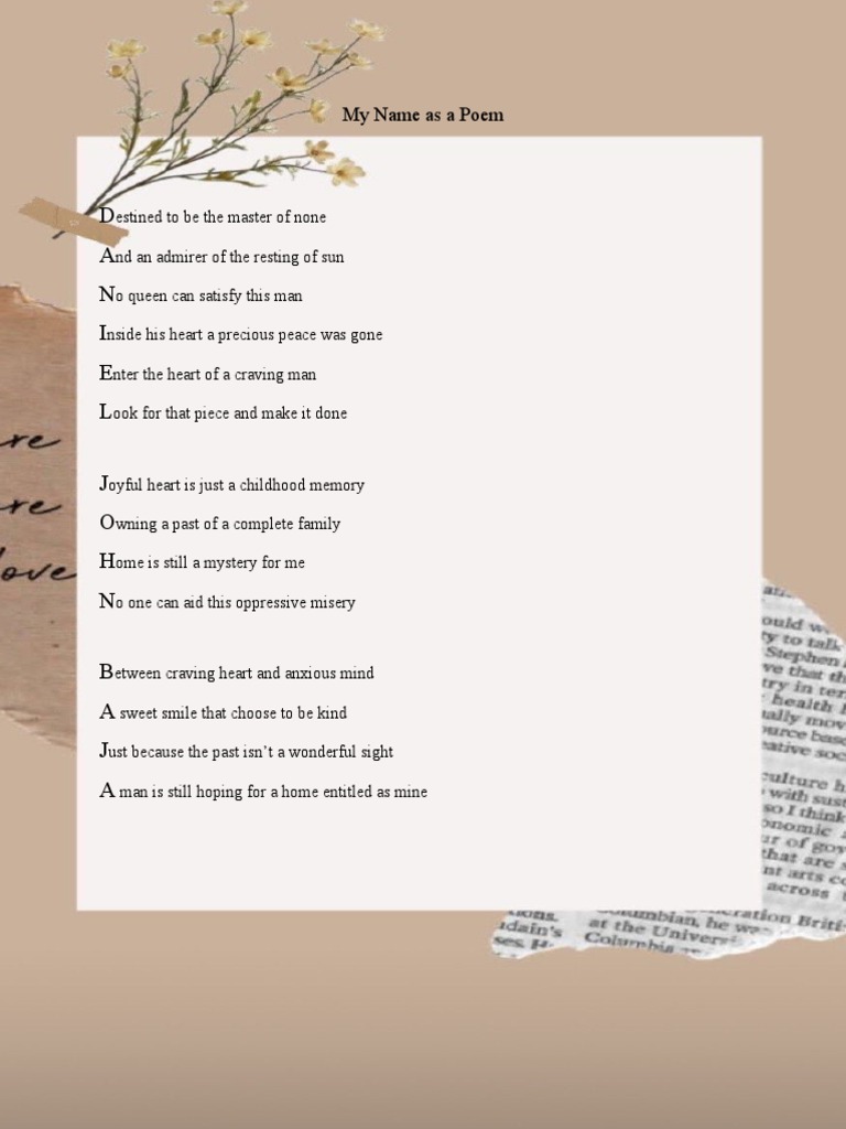 My Name As A Poem | PDF