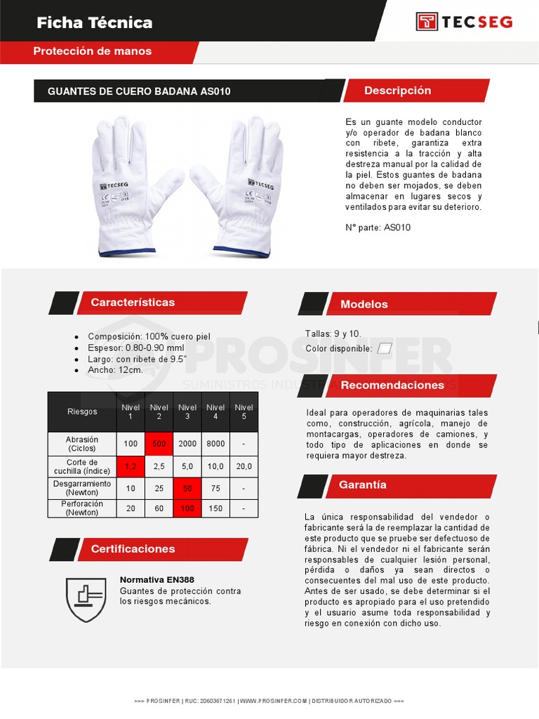 Ficha tecnica guantes de badana tecseg pdf