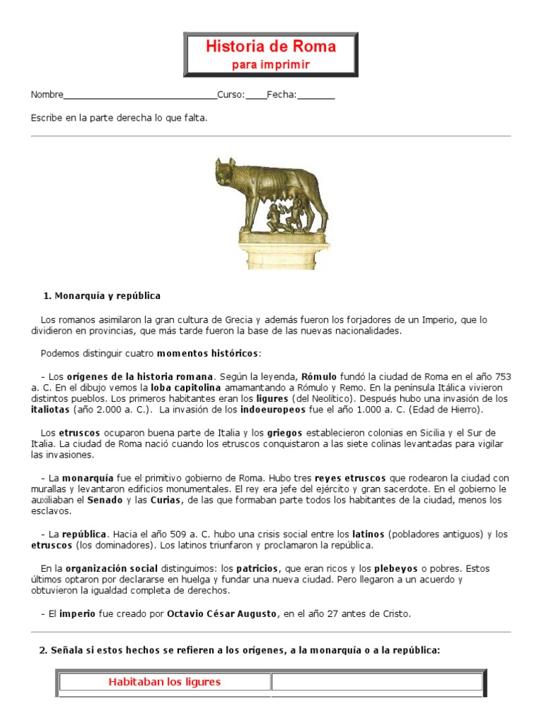Historia de Roma, Historia Universal de Aplicaciones Didácticas | PDF ...