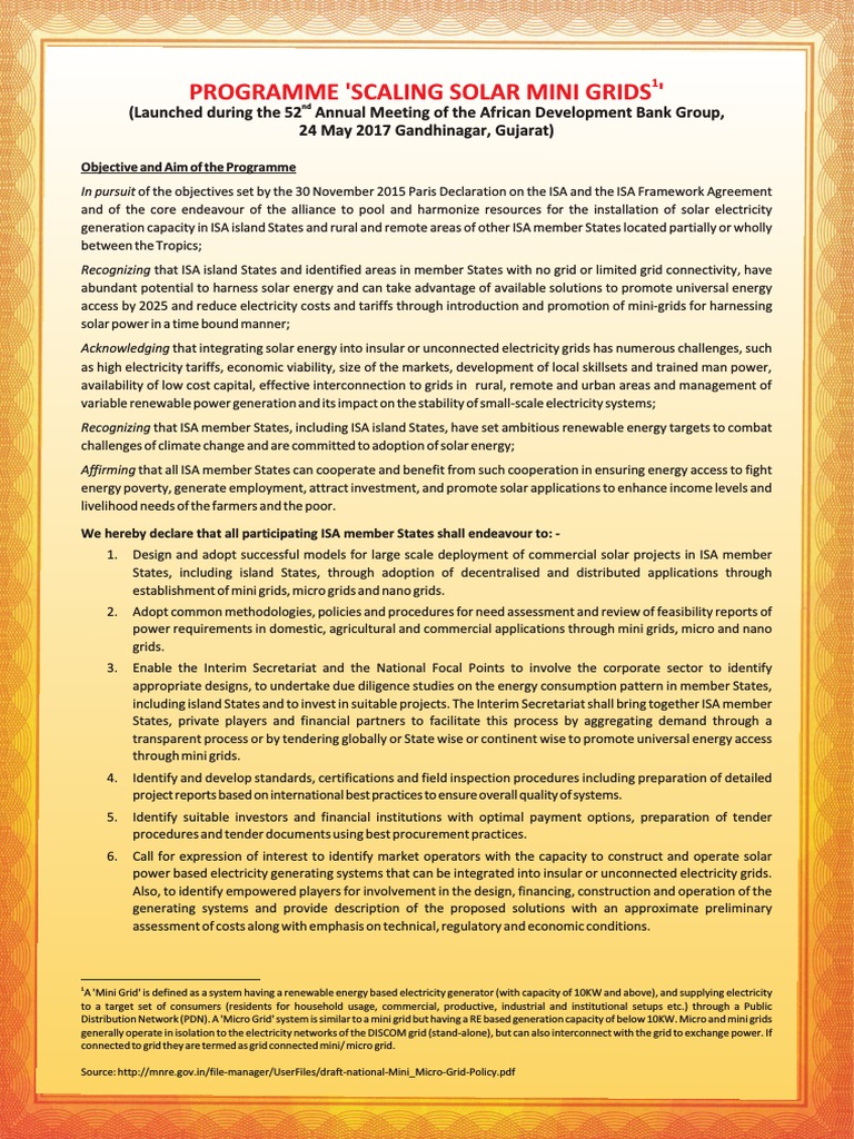Scaling Solar Mini Grids Initiative | PDF | Electrical Grid | Procurement