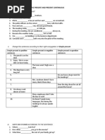 Exercises To Practice SIMPLE PRESENT AND PRESENT CONTINUOUS