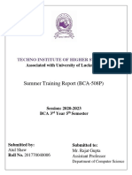 Summer Training Report (BCA-508P) : Techno Institute of Higher Studies