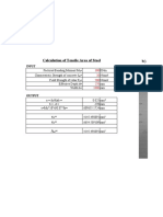 Calculation of Tensile Area of Steel: Input