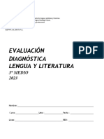 Evaluación Diagnóstica Lengua Y Literatura: 3° Medio 2023