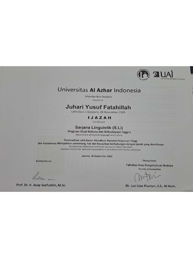 Foto Kopi Ijazah Dan Transkrip Nilai Pdf