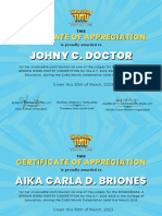 Certificate of Appreciation